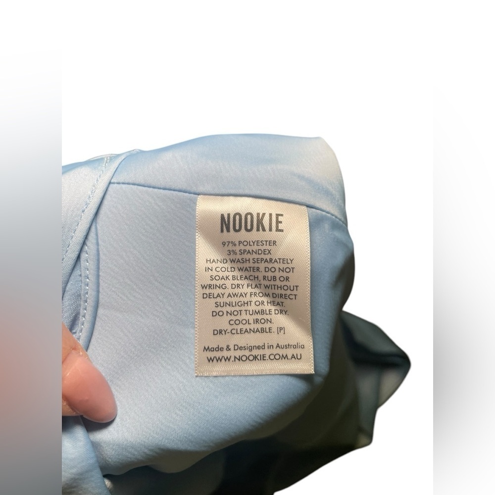 Nookie Gypsy Hi-Low Satin Dress Sky Blue Size Large NWT - Picture 7 of 7